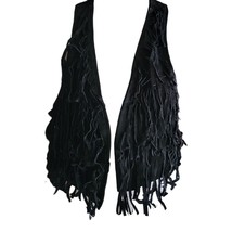 Women&#39;s Forever 21 Black Fringe Suede Vest Size S Junior&#39;s - £9.73 GBP