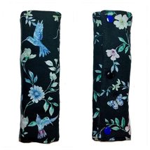 Blue Green Hummingbird Car Seatbelt Cover, Floral Vine Butterfly, Washable Padde - £10.12 GBP+