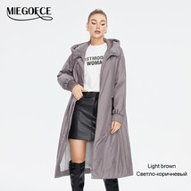 MIEGOFCE 2023 New Spring Autumn Women&#39;s Simple Long Jacket Windproof Hooded Loos - £96.49 GBP