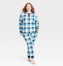 Women&#39;s XXL Hanukkah Buffalo Check Print Matching Family Pajama Set Blue... - £10.38 GBP