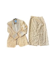 Mark Vintage 90sFormal Gold Embellished Blazer &amp; Skirt Suit Set Sz 12 Gl... - $1,201.72 MXN