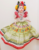 Hungarian Russian Folk Art DOLL Hand Crafted Embellished Dress 17&quot; VINTAGE - £47.26 GBP