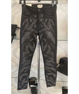 L'AGENCE Black Cotton Blend Crystal Leopard Accent Denim Jeans Sz 25 $595 NWT - $267.20
