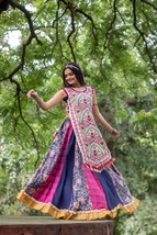 Navratri Ghagra Satz Bestickt Panel Top &amp; Mehrfarbig Flare Skirtdandia Dressg - £37.43 GBP