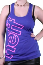 Neff Mujer Azul Real Rosa Solidaridad Camiseta de Tirantes Camisa - $14.20