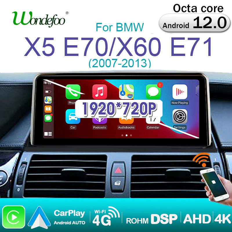 Android 13 Car Radio Screen FOR BMW X5/X6 E70 E71 with Carplay Android AUTO - £263.05 GBP+