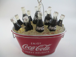 Coca-Cola Kurt Adler Coke Bottles Oval Bucket Pail Holiday Christmas Ornament - £11.29 GBP