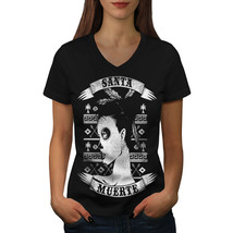 Santa Muerte Dead Vintage Shirt Aztec Girl Women V-Neck T-shirt - £9.71 GBP