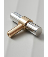 2" Solid Brass and Stainless Steel, Silver and Gold Cabinet Pull, Kitchen - $8.75
