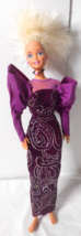 1993 Mattel Blonde Hair Barbie Articulated Purple Fashion Avenue Dress Accessor - $14.84