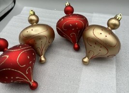 Ornament Christmas Balls 2 Gold Red Glitter 2 Red Gold Glitter 10 Ins. C... - £8.80 GBP