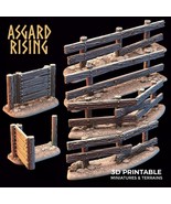 3D Printed Asgard Rising Wooden Fence Set With Gate 28mm - 32mm Ragnarok... - €9,27 EUR+