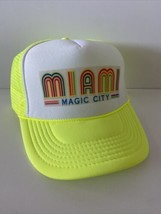 Miami Beach Trucker Hat Adjustable snapback Hat Neon Yellow Party Vacation Hat - $17.56