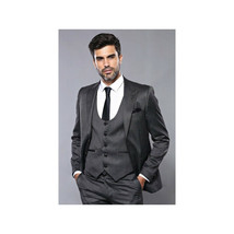 Men 3pc European Vested Suit WESSI by J.VALINTIN Extra Slim Fit JV26 Dark gray image 9