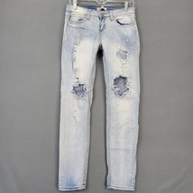 ZCO Women Jeans Size 9 Juniors Blue Grunge Distressed Stretch Ripped Acid Wash - £12.23 GBP