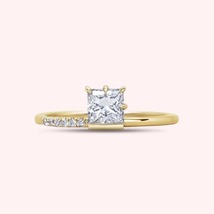 Unique Princess Cut Engagement Ring, Dainty Minimalist Art Deco Ring, Bridal Set - £75.40 GBP