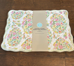 4 MARTHA STEWART Floral Easter  Eggs Reversible Placemats Quilted New Pastel - £27.86 GBP