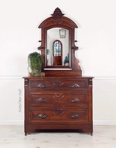 Antique Victorian Renaissance Revival Eastlake Walnut Dresser With Mirro... - $1,895.00