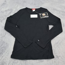 Dickies Shirt Womens S Black Round Neck Rib Knit Pullover Medical Uniform - £18.16 GBP