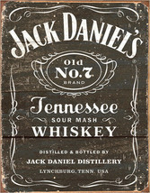 Jack Daniel&#39;s Sour Mash Whiskey Weathered Logo Alcohol Metal Sign - £15.69 GBP