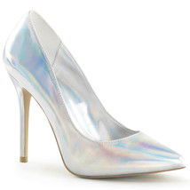 Pleaser Sexy Shoes Silver Hologram 5&quot; Stiletto Pumps High Heels AMU20/SHGPU - £49.51 GBP