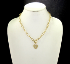 Heart Lock Chain Link Necklace Gold - £9.09 GBP