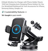  Wireless Car Charger with Phone Holder Mount, 15W Fast Charging Auto Black - $19.68