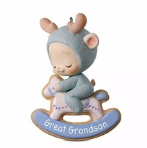 Hallmark 2018 Great Grandson Reindeer Pj’s Rocking Horse Keepsake Ornament - £7.92 GBP