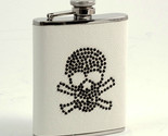 Bey Berk Stainless Steel &quot;Skull / Bones&quot; Flask on White Leather Crossbones  - $44.95