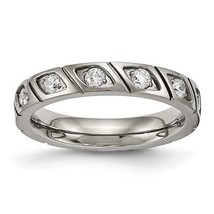 Chisel Titanium Polished with CZ 4mm Grooved Band Size 8.5 - $162.25 CAD
