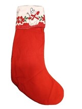 Seasons Of Cannon Falls Snowman With Poinsettias Christmas Stocking 100%Cotton - £7.77 GBP