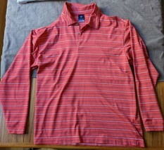 Nike Golf Dri Fit UV Red Striped Mens Adult Polo Shirt Size L Large Short Sleeve - £10.12 GBP