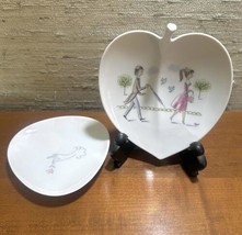 2 Small Porcelain Plates Trinket Dishes Couple Rose MID CENTURY Rosenthal Peynet - £25.37 GBP