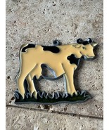 Vintage Stained Glass Style Plastic Cow Bull sun catcher Kitchen White B... - $18.02 CAD