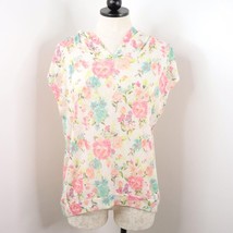 Almost Famous Juniors L Floral Open-Knit Crochet Back Short Sleeve Hooded Top - £5.59 GBP