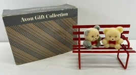 Vintage AVON Christmas Ornament Teddy Bear Teddies On Bench - £10.84 GBP