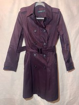 Lauren Ralph Lauren Womens SZ S Burgundy Belted Contrast 42&quot; Trench Coat... - £51.86 GBP