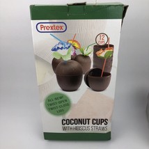 Prextex 12 Pack Coconut Cups for Hawaiian Luau Kids Party with Hibiscus... LOOK - £23.97 GBP