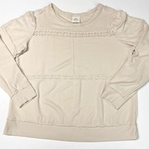 Knox Rose Sweatshirt XL Beige Stretchy Knit Casual Long Sleeve Top Exposed Seams - £13.76 GBP