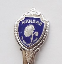 Collector Souvenir Spoon USA Kansas Sunflower State Cloisonne Emblem - £3.93 GBP