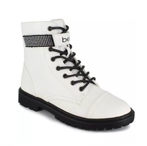 Bebe Womens 10 M White Faux Leather Lace Up Combat Boots DISPLAY FF7 - £39.41 GBP