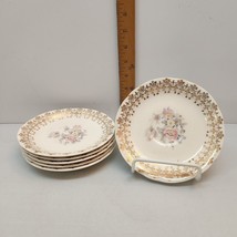 Set of 6 Saucers by The French Saxon China CO 22K Gold Plate trim - $18.37