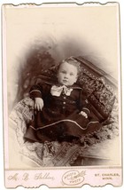 Circa 1880&#39;S Named Cabinet Card Adorable Smiling Baby Stebbins St. Charles, Mn - £7.46 GBP