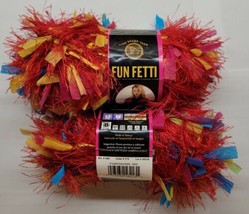 Lion Brand Fun Fetti Yarn Eye Lash Firecracker Red #213 46 yds Skein and... - $14.84
