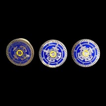 Lot 3 VTG US Coast Guard Auxiliary 5/8&quot; Silver Tone Enamel Hat Badge Pin... - £13.92 GBP