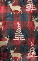 Fleece Throw Black Buffalo Check Blanket 50&quot; X 60&quot; Deer Pine Trees Christmas - £28.88 GBP