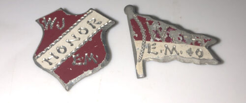 W. J. Honor E. M. Vintage Flag &amp; Badge Shaped Lapel Pin Set - $4.40