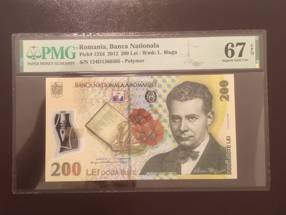200 Lei 2012 PMG 67 Superb Gem Uncirculated - $520.00