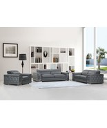 Three Piece Indoor Dark Gray Italian Leather Six Person Seating Set - $136,378.88 MXN