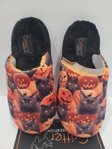 Halloween Black Cats Pumpkins Jack O Lanterns Women&#39;s Slippers S Small (5-6) - £22.94 GBP